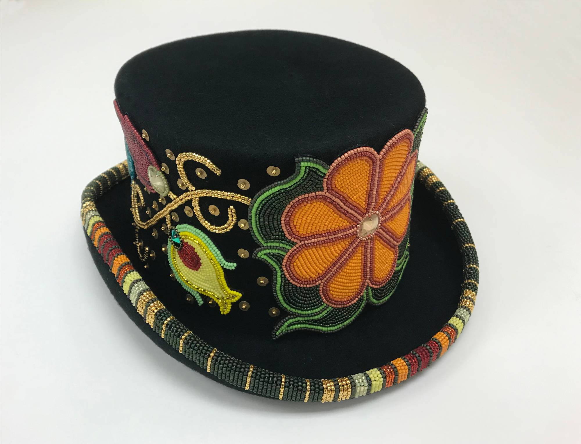 Beaded top hat.